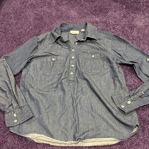 New York & Company Casual denim Button Down tunic Shirt